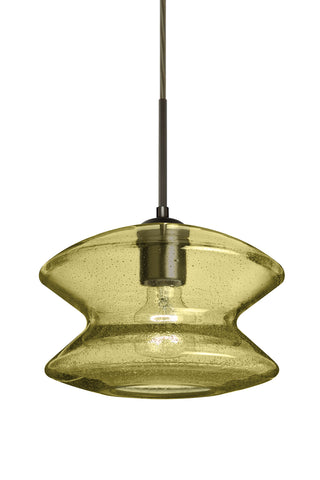 Buy bronze-with-gold-bubble-glass-and-brass-gold-shade Zen Pendant by Besa