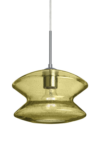 Buy satin-nickel-with-gold-bubble-glass-and-brass-gold-shade Zen Pendant by Besa