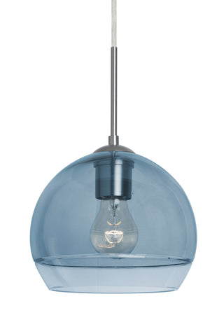 Buy satin-nickel-with-blue-clear-glass Ally Pendant by Besa