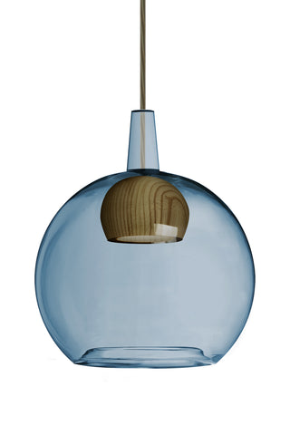 Buy bronze-with-blue-medium-glass-and-blue-shade Benji Pendant by Besa