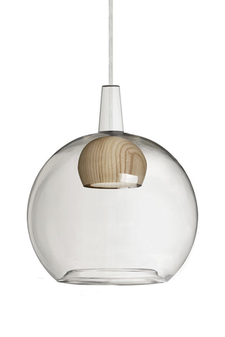 Buy satin-nickel-with-clear-natural-glass Benji Pendant by Besa