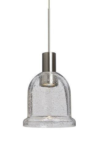 Buy satin-nickel-with-clear-bubble-glass Kiba Pendant by Besa
