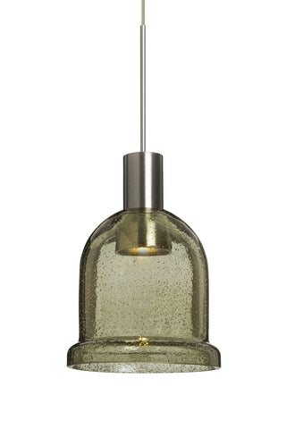 Buy satin-nickel-with-latte-bubble-glass Kiba Pendant by Besa