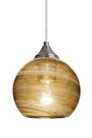 Buy satin-nickel-with-vapor-amber-glass Jilly Pendant by Besa