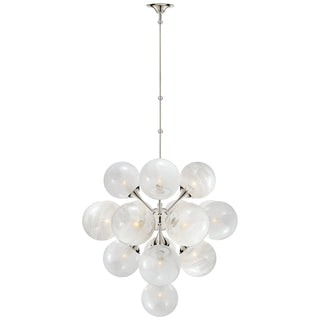 Buy polished-nickel-with-white-glass-glass-and-white-shade Cristol Outdoor (Damp) Chandelier by Visual Comfort Signature