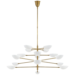 Buy hand-rubbed-antique-brass-with-white-glass-and-white-shade Graphic Outdoor (Damp) Chandelier by Visual Comfort Signature