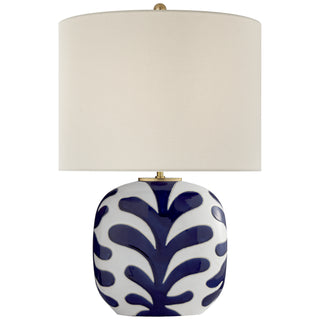 Buy new-white-and-cobalt-with-15-x-15-x-11-25-cream-linen-oval-glass-and-natural-cream-shade Parkwood Table Lamp by Visual Comfort Signature