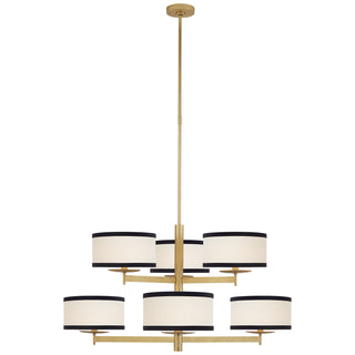 Buy gild-with-10-x-10-x-5-5-cream-linen-with-black-linen-trim-glass Walker Chandelier by Visual Comfort Signature