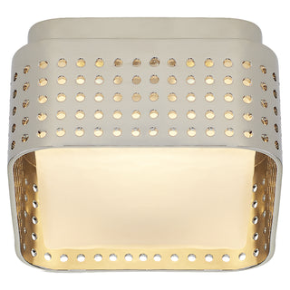 Buy polished-nickel-with-clouded-glass-glass-and-white-shade Precision Outdoor (Damp) Flush Mount Ceiling Light by Visual Comfort Signature