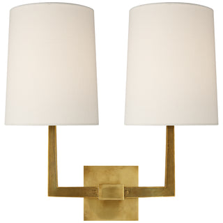 Buy soft-brass-with-6-5-x-7-25-x-8-75-linen-glass-and-white-shade Ojai Sconce by Visual Comfort Signature