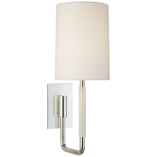 Buy soft-silver-with-5-x-5-25-x-7-linen-glass-and-natural-cream-shade Clout Sconce by Visual Comfort Signature