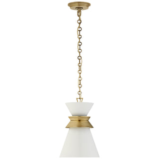 Buy antique-burnished-brass-with-matte-white-glass-and-white-shade Alborg Outdoor (Damp) Pendant by Visual Comfort Signature