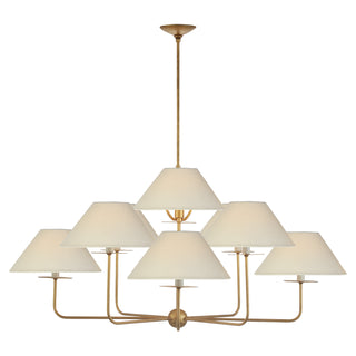 Buy gilded-iron-with-4-x-12-x-6-75-linen-glass Kelley Chandelier by Visual Comfort Signature