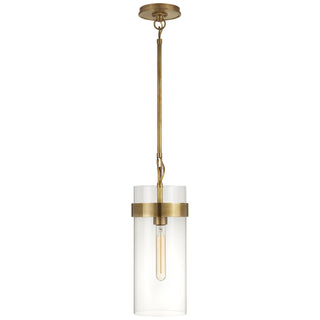 Buy hand-rubbed-antique-brass-with-clear-glass-glass Presidio Outdoor (Damp) Pendant by Visual Comfort Signature