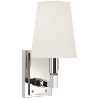 Buy polished-nickel-with-3-5-x-5-x-6-linen-glass Watson Sconce by Visual Comfort Signature