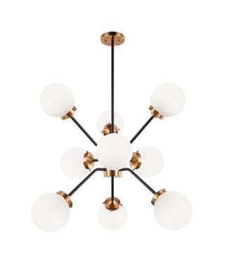 Buy aged-gold-brass-with-opal-glass-glass Maru Chandelier by Matteo Lighting