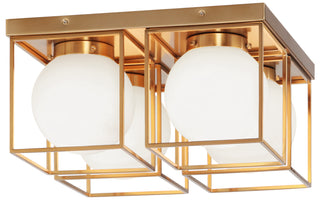 Buy aged-gold-brass-with-frosted-glass-glass Squircle Outdoor (Damp) Flush Mount Ceiling Light by Matteo Lighting