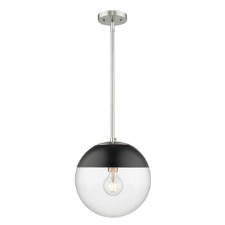 Buy pewter-with-matte-black-glass-and-clear-shade Dixon Outdoor (Damp) Pendant by Golden