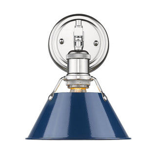Buy chrome-with-navy-blue-glass-and-blue-shade Orwell Vanity by Golden