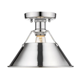 Buy chrome-with-chrome-glass-and-silver-gray-shade Orwell Outdoor (Damp) Flush Mount Ceiling Light by Golden