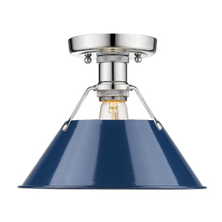 Buy chrome-with-navy-blue-glass Orwell Outdoor (Damp) Flush Mount Light by Golden