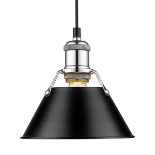Buy chrome-with-matte-black-glass Orwell Outdoor (Damp) Mini Pendant by Golden