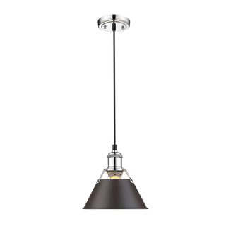 Buy chrome-with-rubbed-bronze-glass Orwell Outdoor (Damp) Pendant by Golden