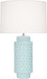 Baby Blue Glazed Textured Ceramic with Fondine Fabric Shade Glass and Blue Shade
