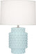 Baby Blue Glazed Textured Ceramic with Fondine Fabric Shade Glass and Blue Shade