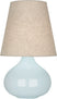 Baby Blue Glazed Ceramic with Buff Linen Shade Glass and Blue Shade