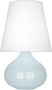 Baby Blue Glazed Ceramic with Oyster Linen Shade Glass and Blue Shade