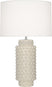 Bone Glazed Textured Ceramic with Fondine Fabric Shade Glass and White Shade