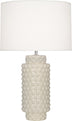 Bone Glazed Textured Ceramic with Fondine Fabric Shade Glass and White Shade
