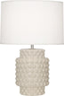 Bone Glazed Textured Ceramic with Fondine Fabric Shade Glass