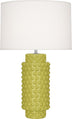 Citron Glazed Textured Ceramic with Fondine Fabric Shade Glass