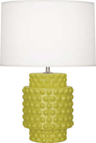 Buy citron-glazed-textured-ceramic-with-fondine-fabric-shade-glass Dolly Lamp by Robert Abbey