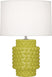 Citron Glazed Textured Ceramic with Fondine Fabric Shade Glass