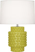 Citron Glazed Textured Ceramic with Fondine Fabric Shade Glass