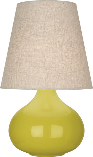 Buy citron-glazed-ceramic-with-buff-linen-shade-glass June Lamp by Robert Abbey