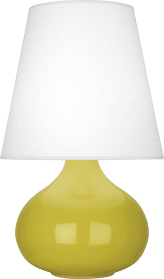 Buy citron-glazed-ceramic-with-oyster-linen-shade-glass June Table Lamp by Robert Abbey