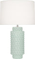 Celadon Glazed Textured Ceramic with Fondine Fabric Shade Glass