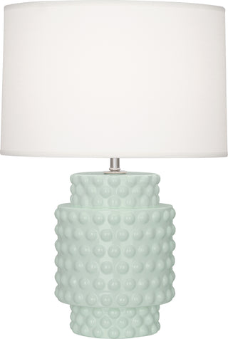Buy celadon-glazed-textured-ceramic-with-fondine-fabric-shade-glass Dolly Lamp by Robert Abbey