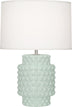 Celadon Glazed Textured Ceramic with Fondine Fabric Shade Glass