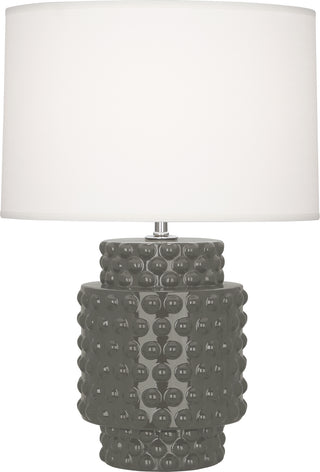 Buy ash-glazed-textured-ceramic-with-fondine-fabric-shade-glass Dolly Lamp by Robert Abbey