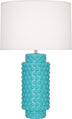 Egg Blue Glazed Textured Ceramic with Fondine Fabric Shade Glass