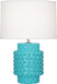 Egg Blue Glazed Textured Ceramic with Fondine Fabric Shade Glass