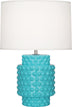 Egg Blue Glazed Textured Ceramic with Fondine Fabric Shade Glass