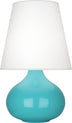 Egg Blue Glazed Ceramic with Oyster Linen Shade Glass