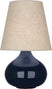 Midnight Blue Glazed Ceramic with Buff Linen Shade Glass
