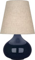 Midnight Blue Glazed Ceramic with Buff Linen Shade Glass